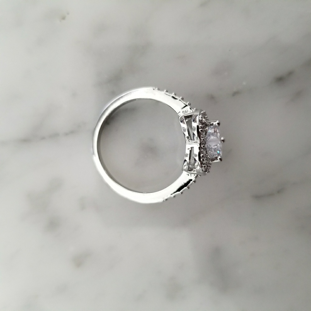 CZ Heart Diamond Ring Sz 9 - Picture 6 of 6